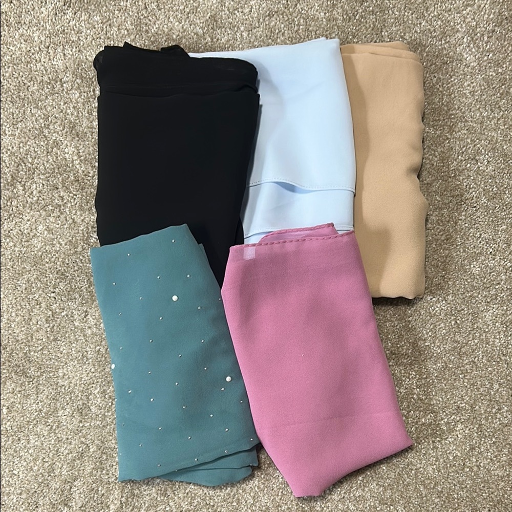 Elegant Multicolor Hair Scarf/Hijab Set